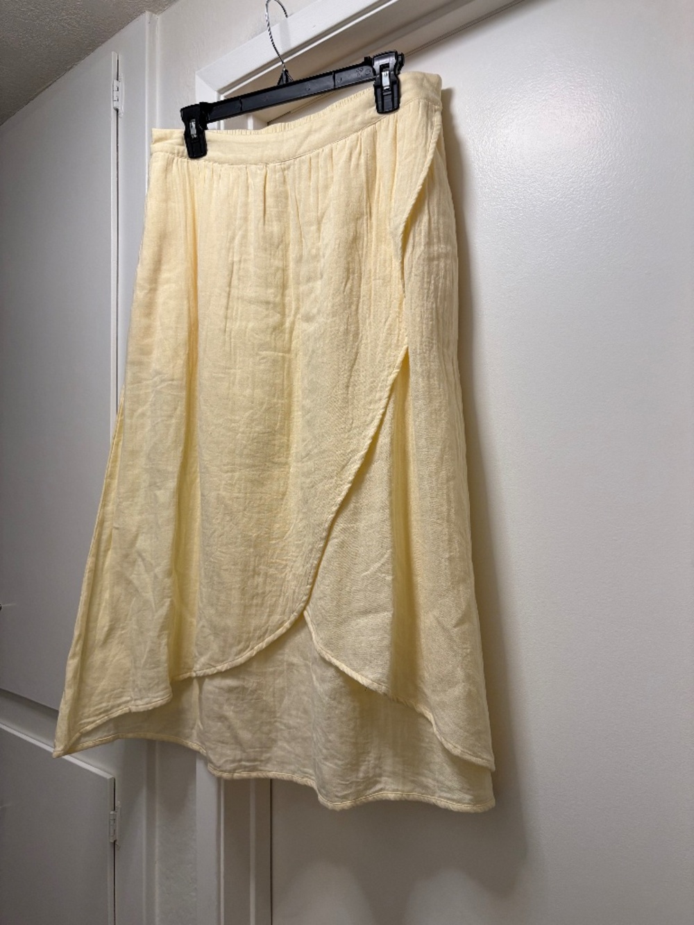 Pact butter yellow faux-wrap 100% organic cotton skirt - size large